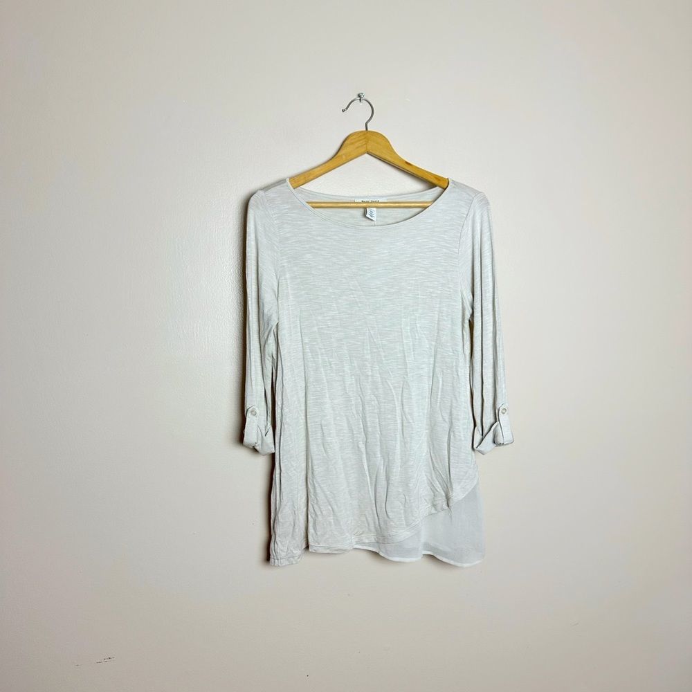 Cream WHBM Mixed Media Top Size M NWT